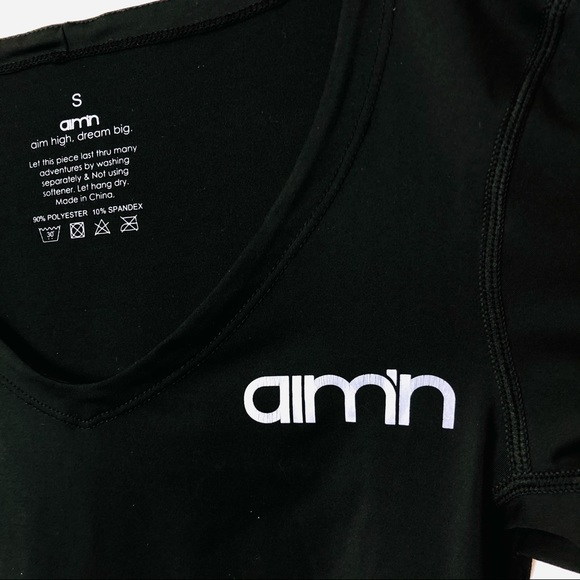 -N/A-Aim’n Activewear Black V-Neck Performance Tee S - Picture 2 of 3